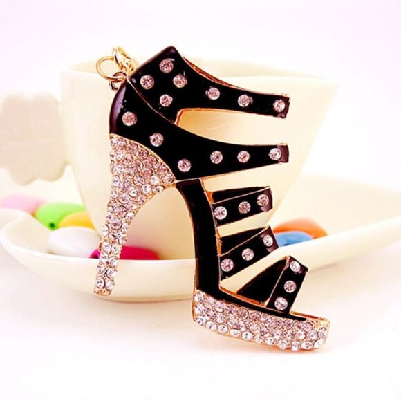 High Heel Shape Design Rhinestone Key Chain - Picture 3 of 5
